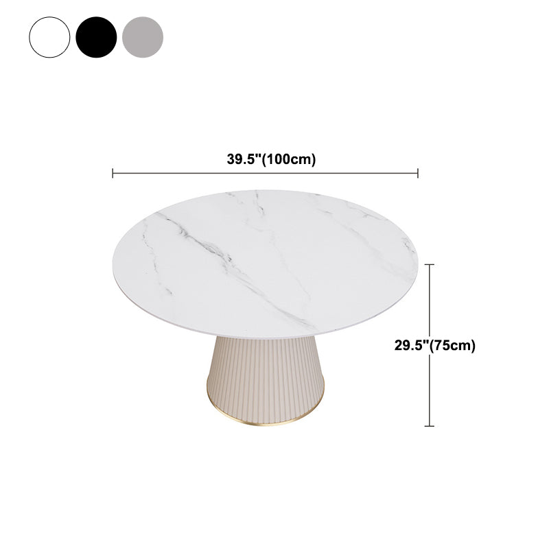 Modern Round Dining Table Stone Top Table with Pedestal Base