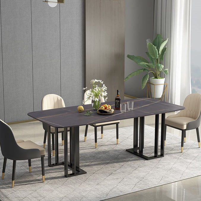 Mesa de lujo de doble pedestal rectángulo Mesa fija sinterizada para la cocina