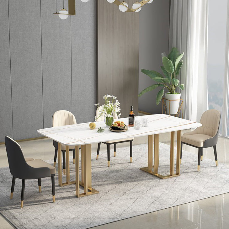 Mesa de lujo de doble pedestal rectángulo Mesa fija sinterizada para la cocina