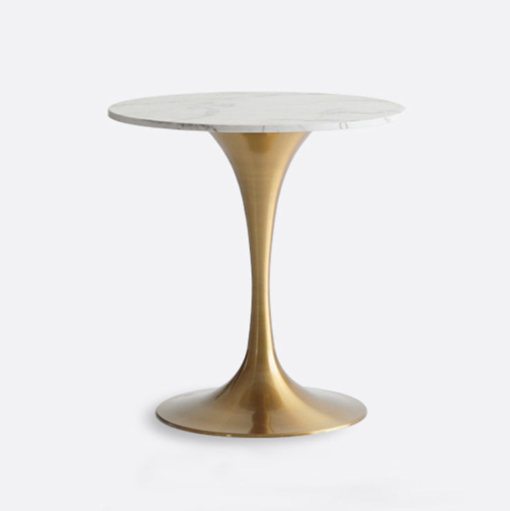 Metal Modern Round Dining Table Marble Top Indoor Table with Tulip Base
