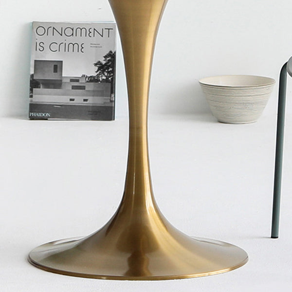 Metal Modern Round Dining Table Marble Top Indoor Table with Tulip Base