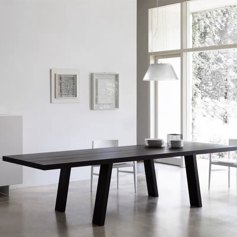 Mesa moderna de madera maciza de fresno para restaurante, mesa de cocina rectangular con 4 patas