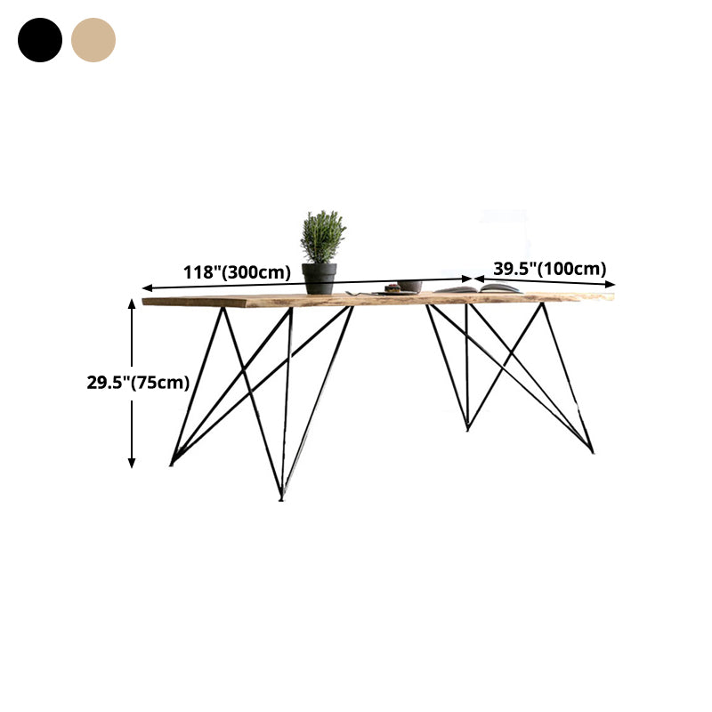 Rectangle Shape Glam Dining Table Solid Wood Fixed Table for Restaurant