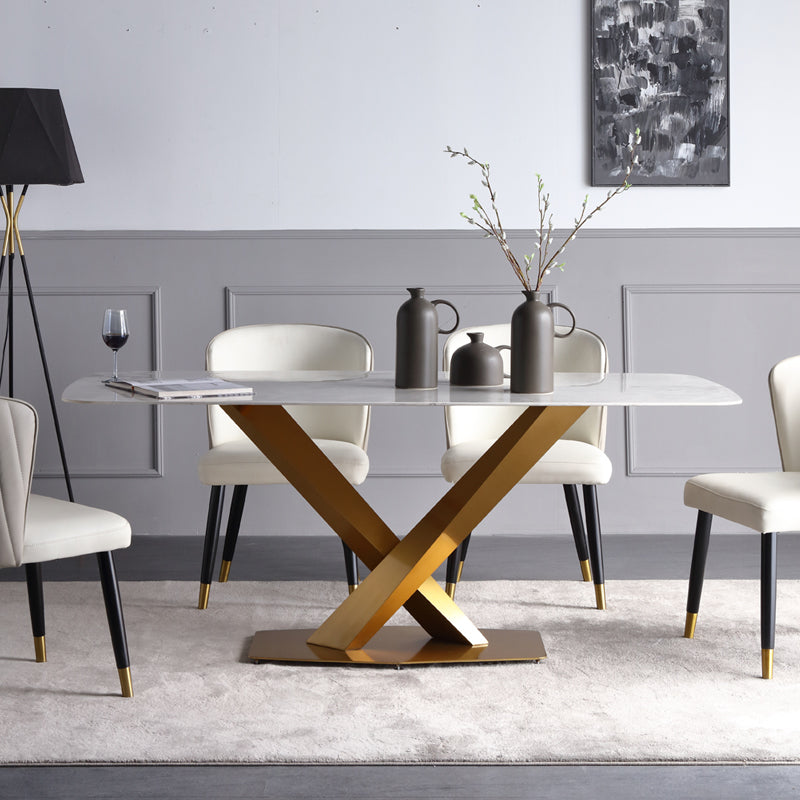 Sintered Stone Dining Table Luxury Style Pedestal Table for Dining Room
