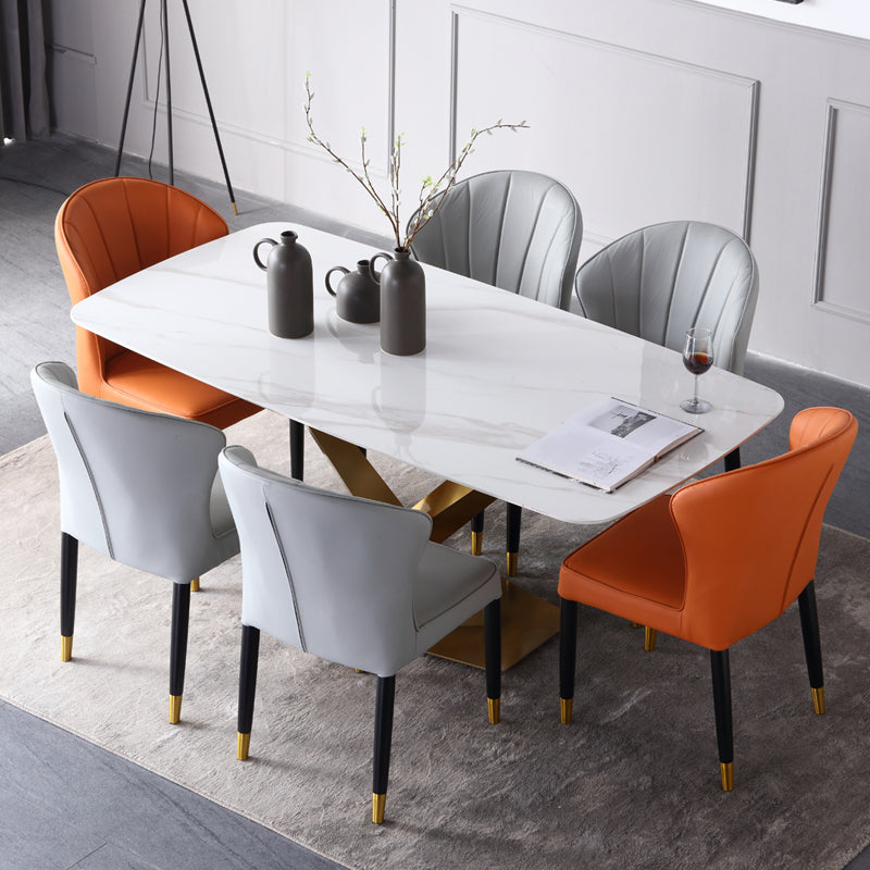 Sintered Stone Dining Table Luxury Style Pedestal Table for Dining Room