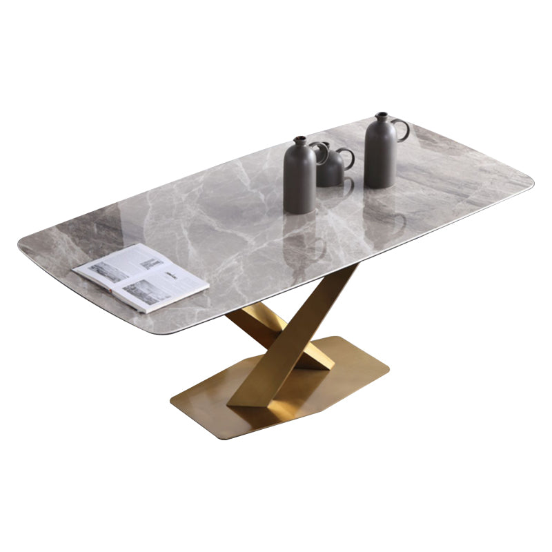 Sintered Stone Dining Table Luxury Style Pedestal Table for Dining Room