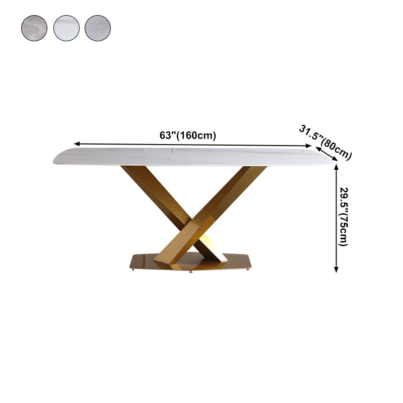 Sintered Stone Dining Table Luxury Style Pedestal Table for Dining Room