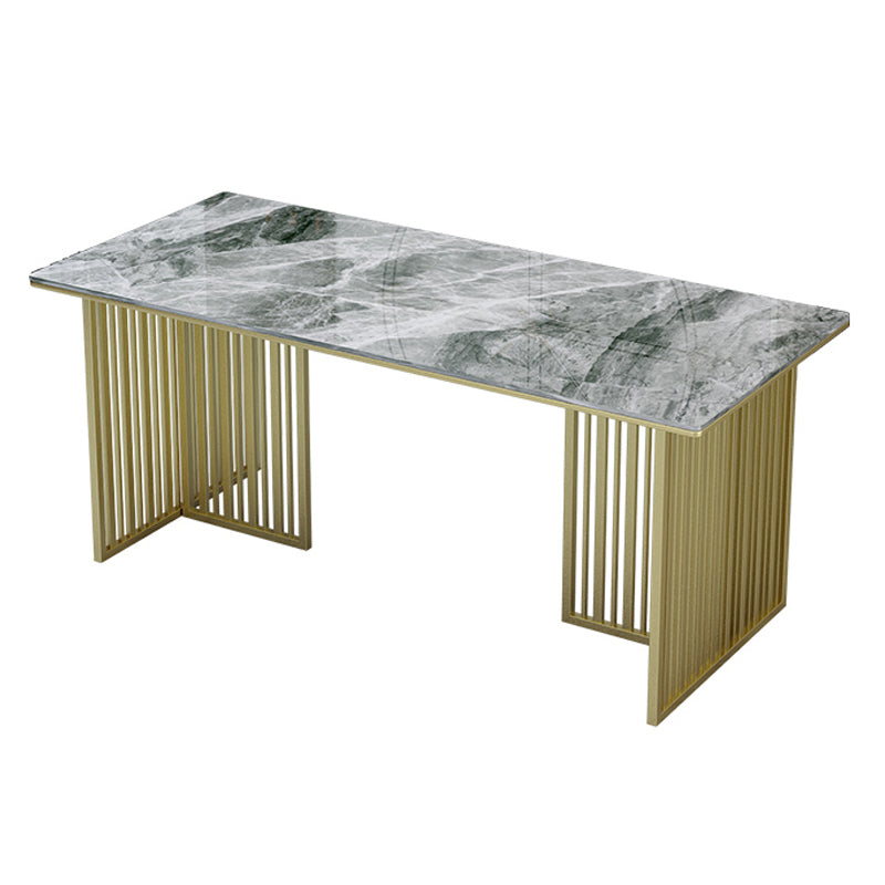 Mesa de comedor de piedra sinterizada de lujo Mesa de interior rectángulo con base de pedestal doble