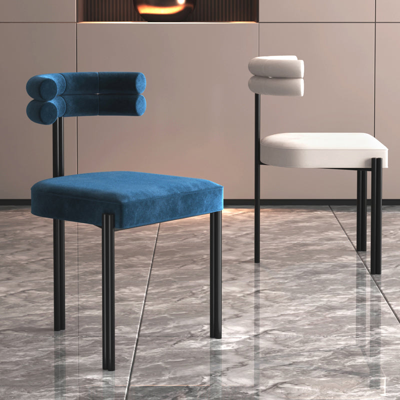 Designer Style Restaurant Velvet Side Chair Matte Finish Open Back Dining Chair