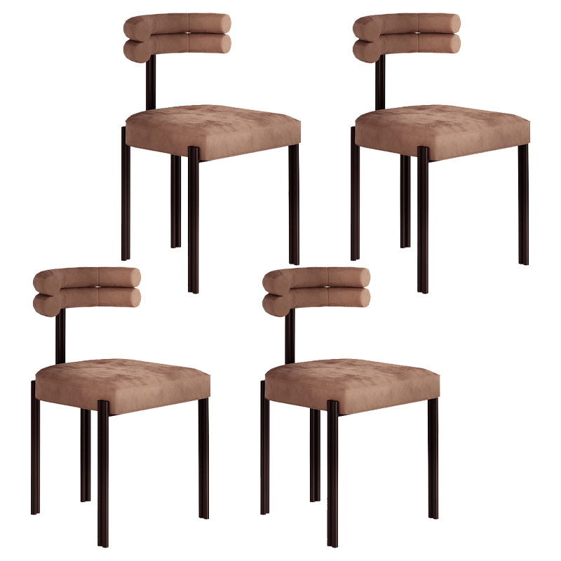 Designer Style Restaurant Velvet Side Chair Matte Finish Open Back Dining Chair