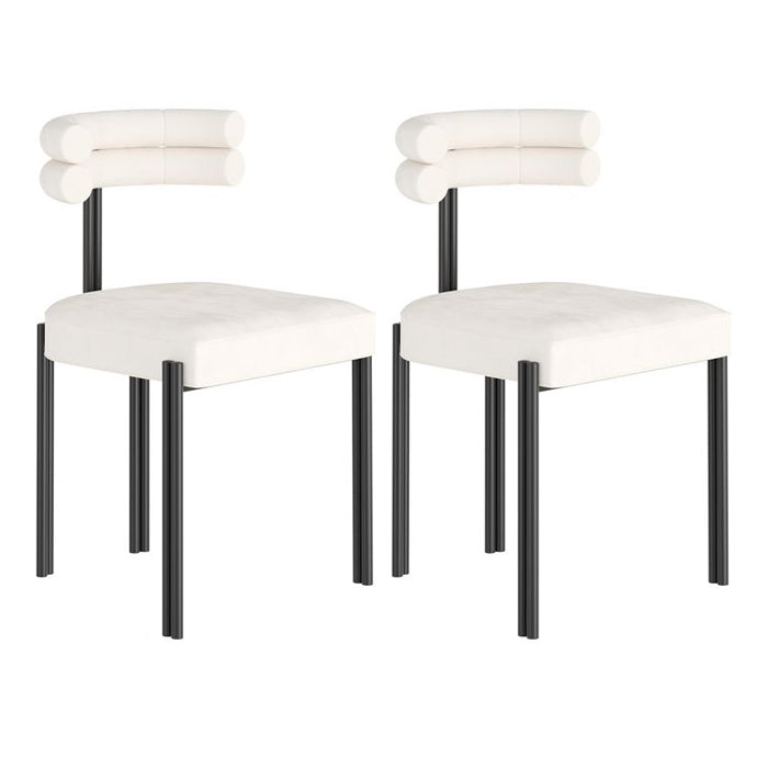 Designer Style Restaurant Velvet Side Chair Matte Finish Open Back Dining Chair