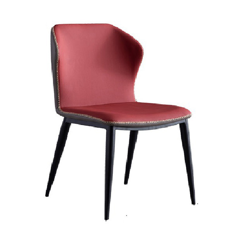 Chaise contemporaine sans accoudoirs, finition mate, chaise d'appoint incurvée en cuir à oreilles pour salle à manger