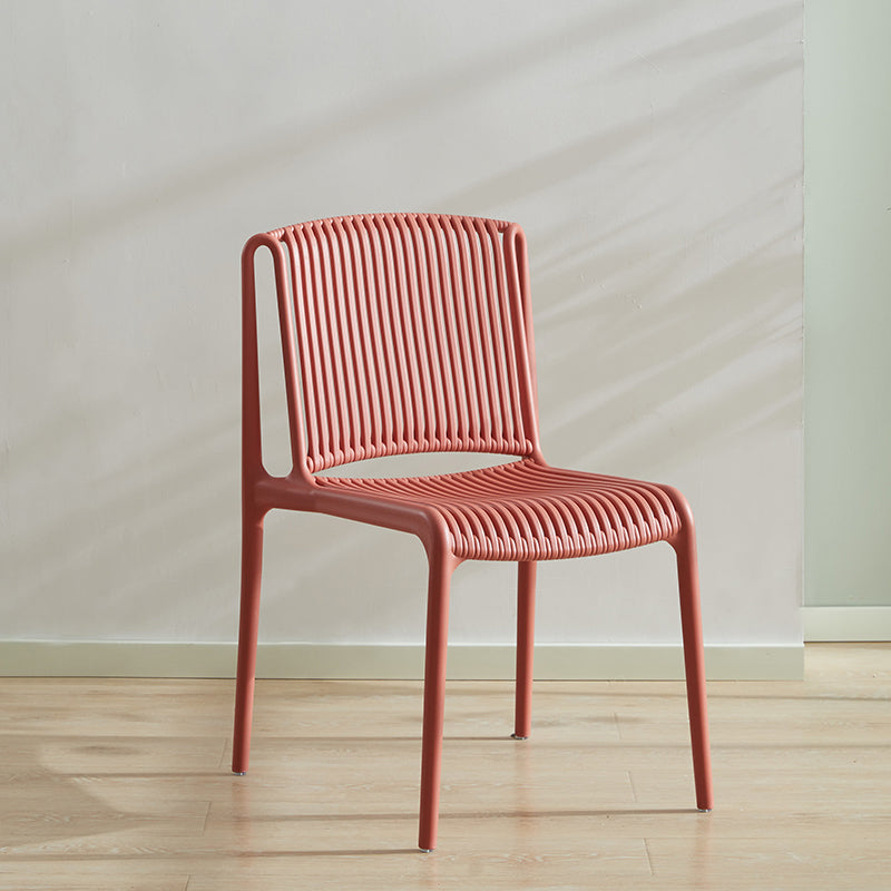 Chaise d'appoint en plastique pour cuisine scandinave, salle à manger, dossier à lattes