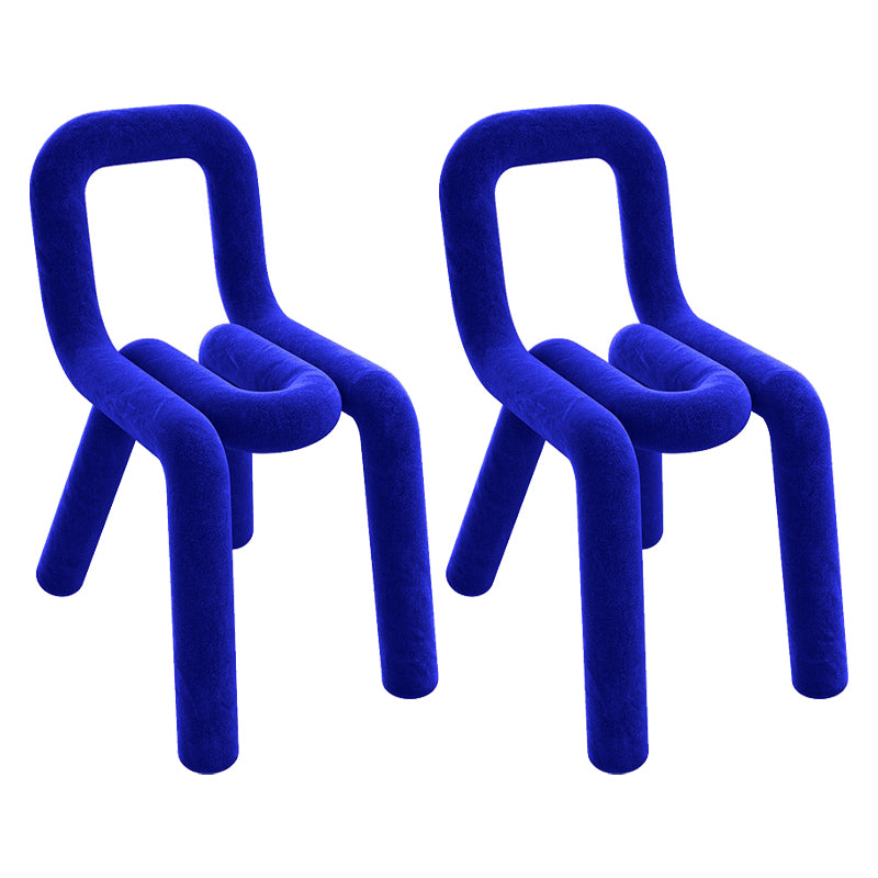 Designer Style Velvet Home Side Chair Open Matte Finish Dining Chair
