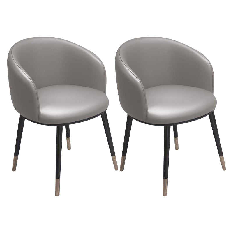 Modern Bedroom Leather Arm Chair Matte Finish Solid Back Dining Chair