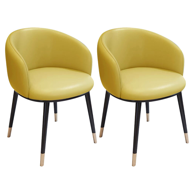 Modern Bedroom Leather Arm Chair Matte Finish Solid Back Dining Chair