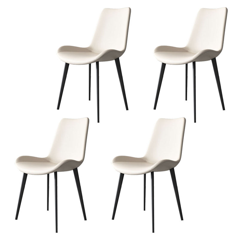 Silla auxiliar de comedor moderna, silla sin brazos Parsons curvada de cuero con acabado mate