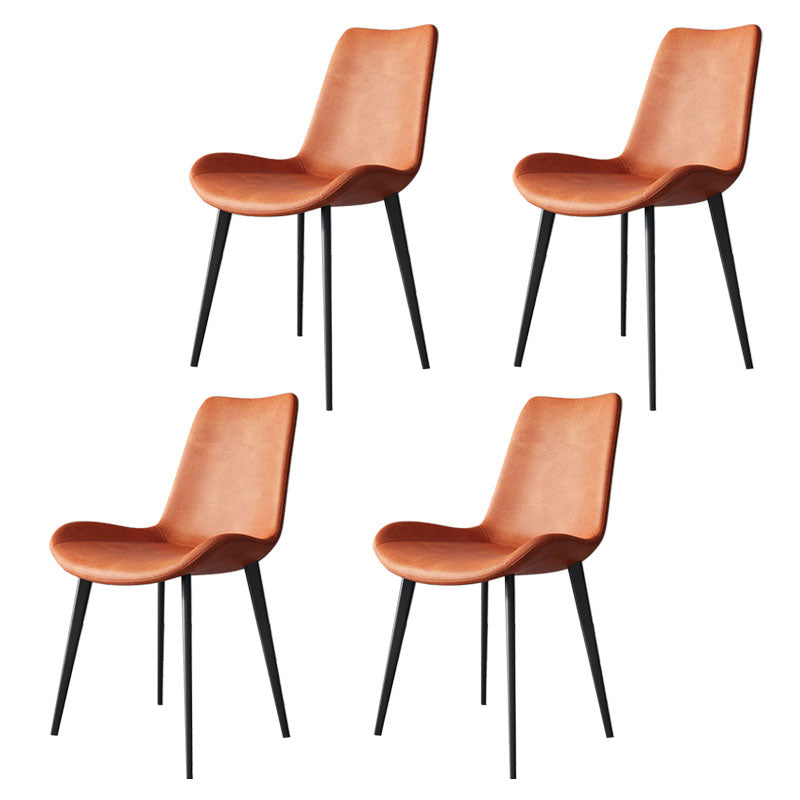 Silla auxiliar de comedor moderna, silla sin brazos Parsons curvada de cuero con acabado mate