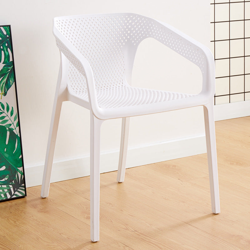 Plastic Scandinavian Kitchen Dining Room Armchair Solid Back Chair