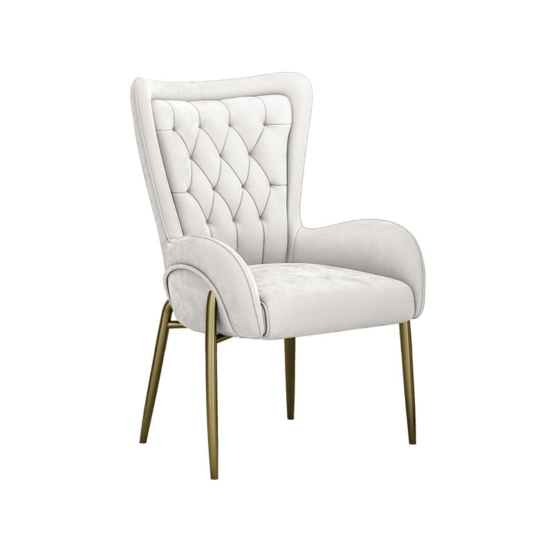 Glam Metal Dining Room Chairs Upholstered Arm Chair for Restaurant Use