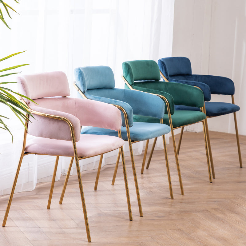 Sillas de comedor de terciopelo Glam, silla lateral de comedor con respaldo abierto para uso en restaurantes