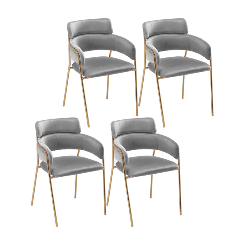 Sillas de comedor de terciopelo Glam, silla lateral de comedor con respaldo abierto para uso en restaurantes
