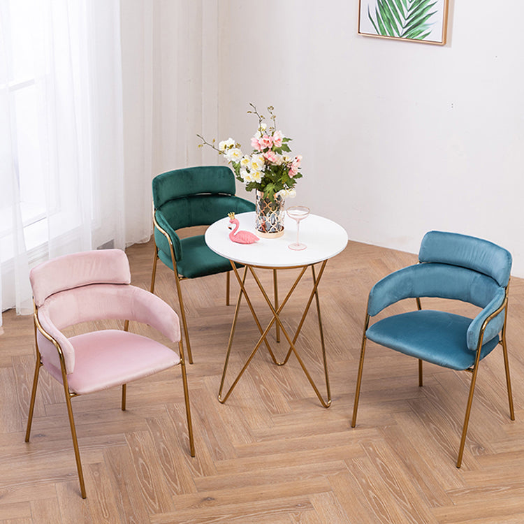 Sillas de comedor de terciopelo Glam, silla lateral de comedor con respaldo abierto para uso en restaurantes