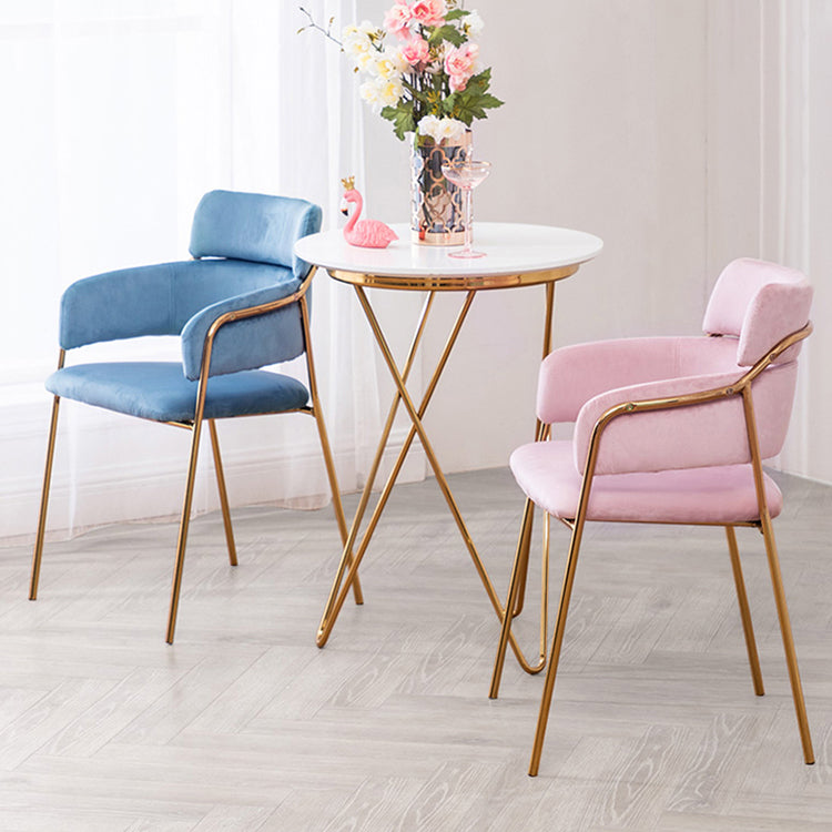 Sillas de comedor de terciopelo Glam, silla lateral de comedor con respaldo abierto para uso en restaurantes