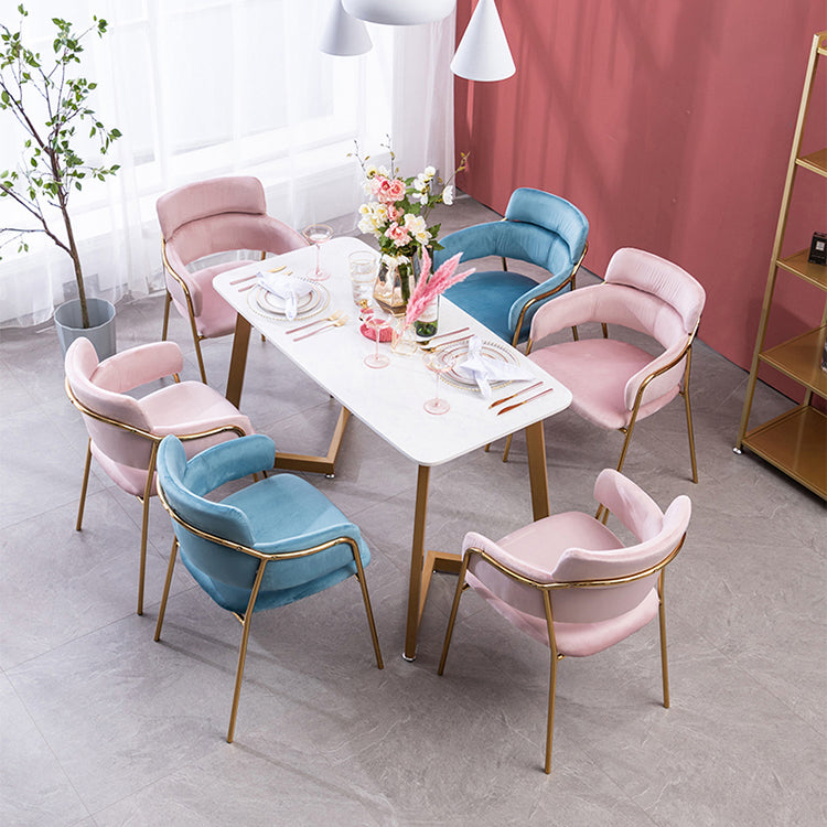 Sillas de comedor de terciopelo Glam, silla lateral de comedor con respaldo abierto para uso en restaurantes
