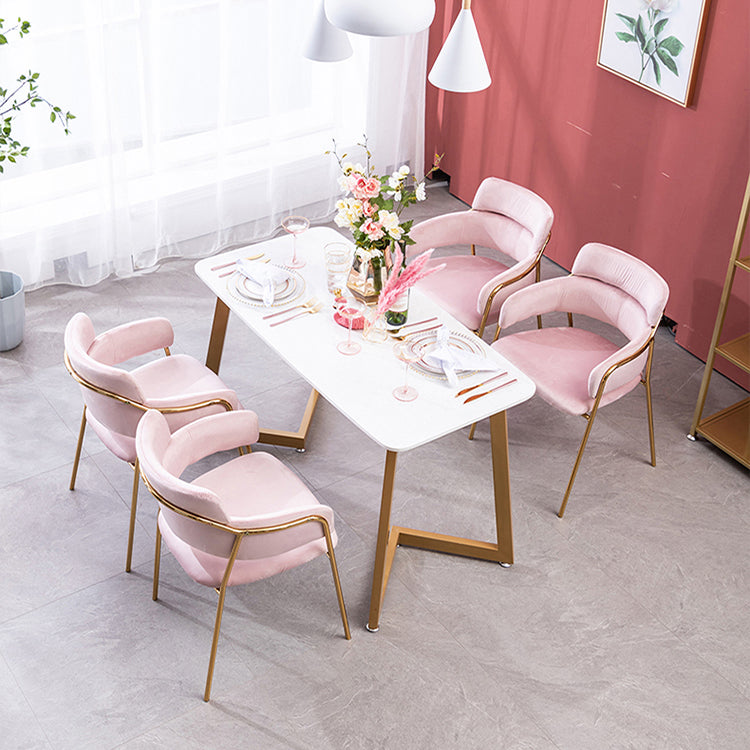 Sillas de comedor de terciopelo Glam, silla lateral de comedor con respaldo abierto para uso en restaurantes