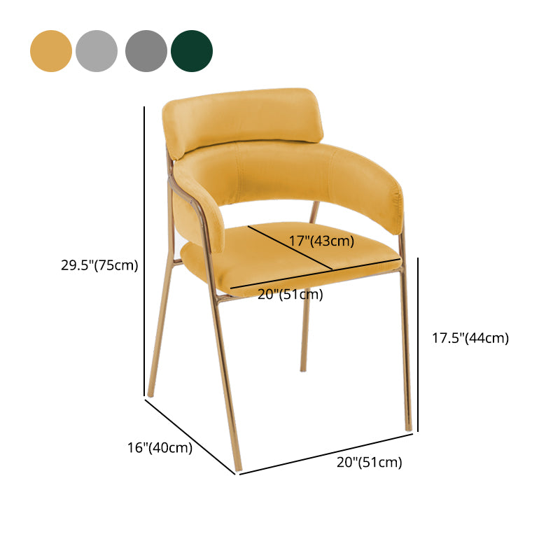 Sillas de comedor de terciopelo Glam, silla lateral de comedor con respaldo abierto para uso en restaurantes