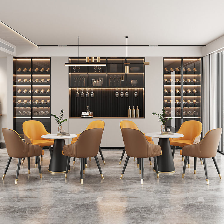 Sillas de comedor de cuero sintético Glam, silla lateral tapizada para uso en restaurantes