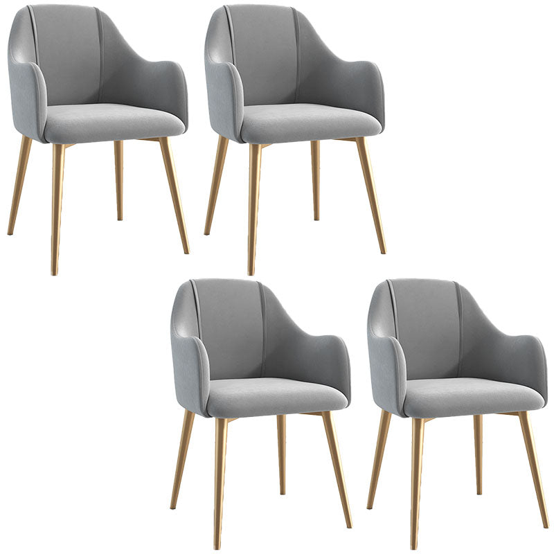 Sillas de comedor de terciopelo Glam, silla lateral de comedor de metal con brazo para uso en restaurantes