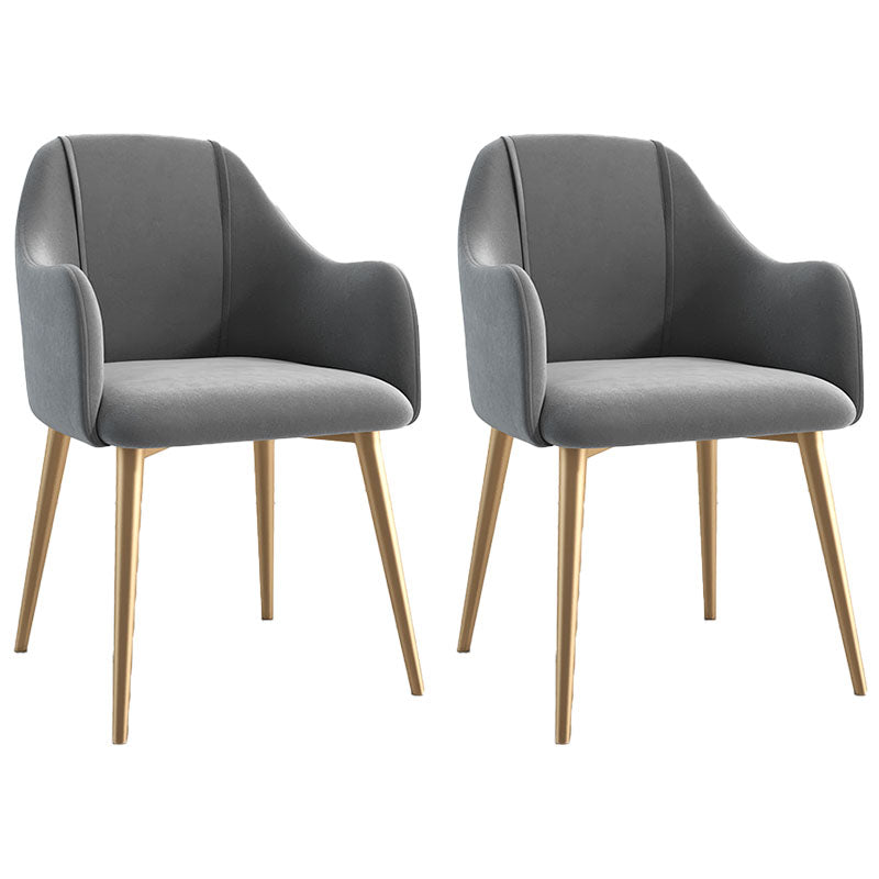 Sillas de comedor de terciopelo Glam, silla lateral de comedor de metal con brazo para uso en restaurantes