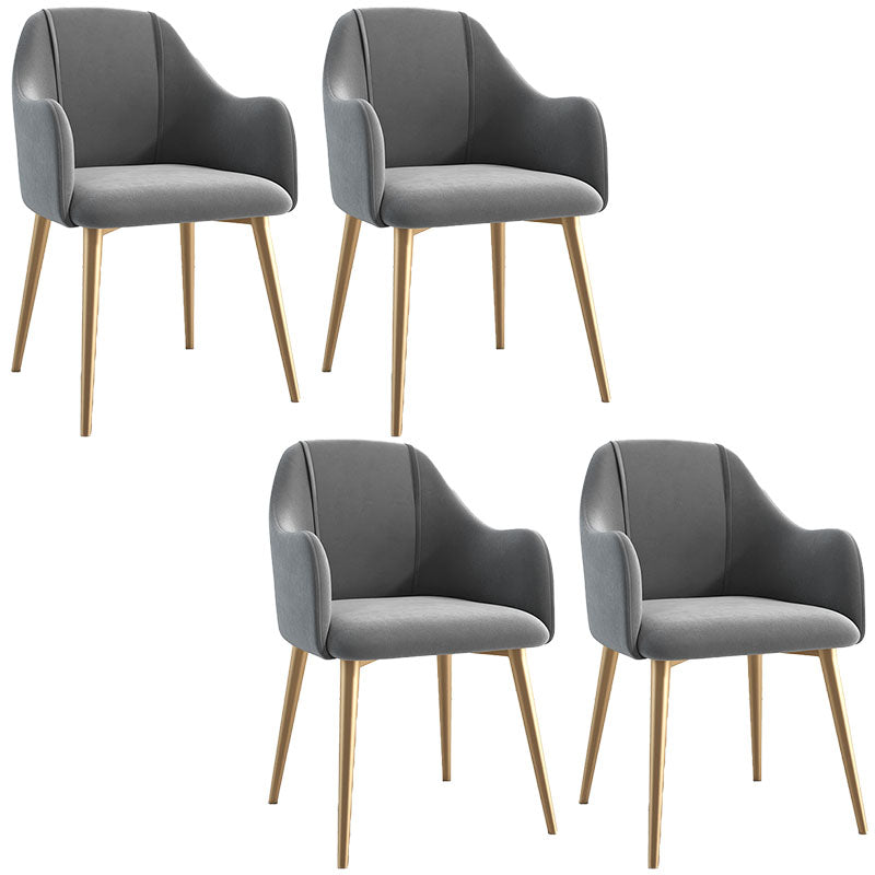 Sillas de comedor de terciopelo Glam, silla lateral de comedor de metal con brazo para uso en restaurantes
