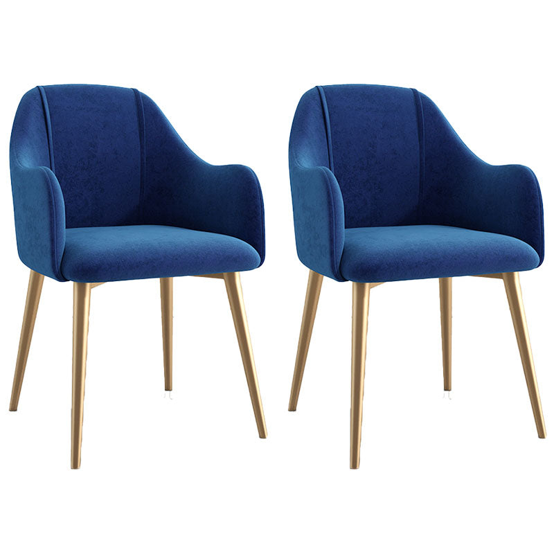Sillas de comedor de terciopelo Glam, silla lateral de comedor de metal con brazo para uso en restaurantes