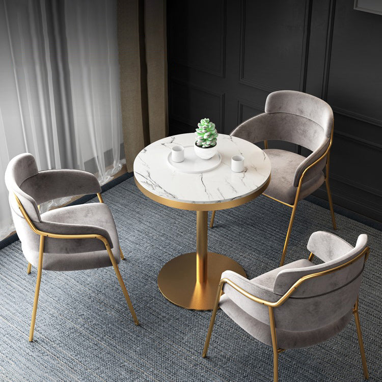 1/2/4/5 Pcs Metal Glam Dining Room Set with Round Table and Arm Chairs Dining Set