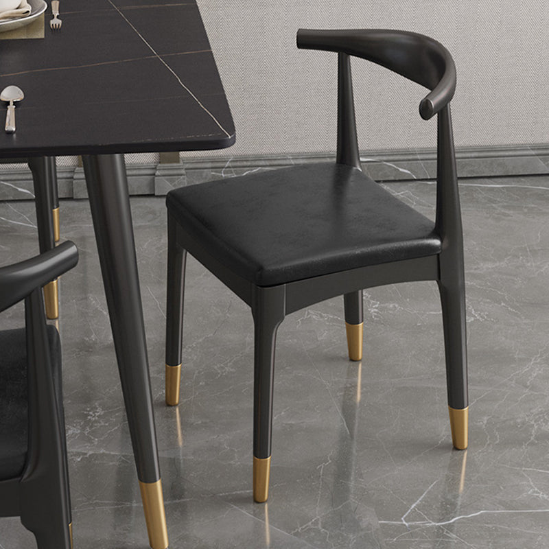 Nordic 1/4/5/7 Pièces Ensemble de restauration Table dessus en pierre fritté avec chaises en cuir