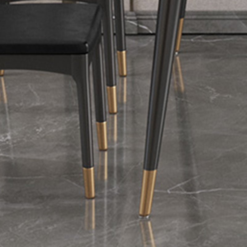 Nordic 1/4/5/7 Pièces Ensemble de restauration Table dessus en pierre fritté avec chaises en cuir