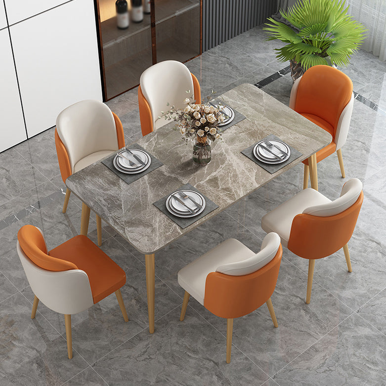 1/2/7 PCS Juego de comedor de glamour de metal con mesa de mesa rectangular