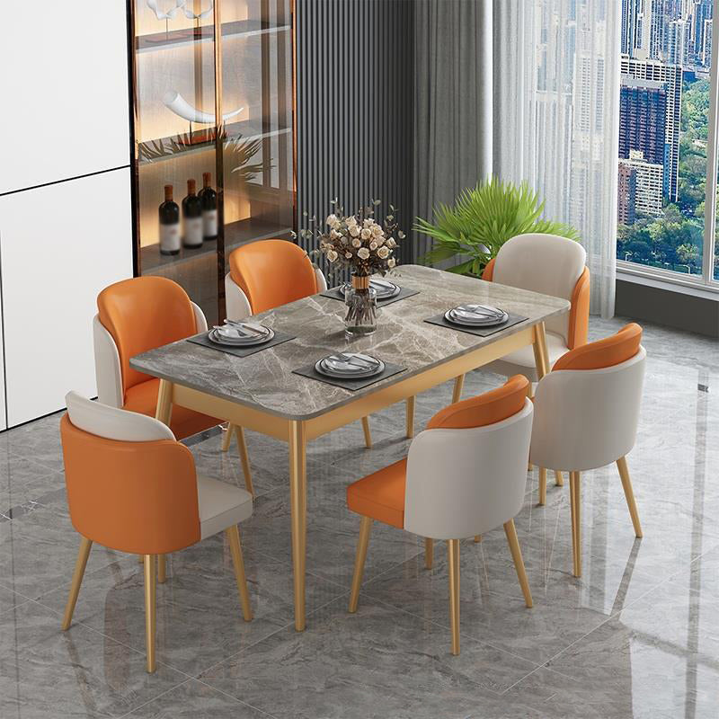 1/2/7 PCS Juego de comedor de glamour de metal con mesa de mesa rectangular