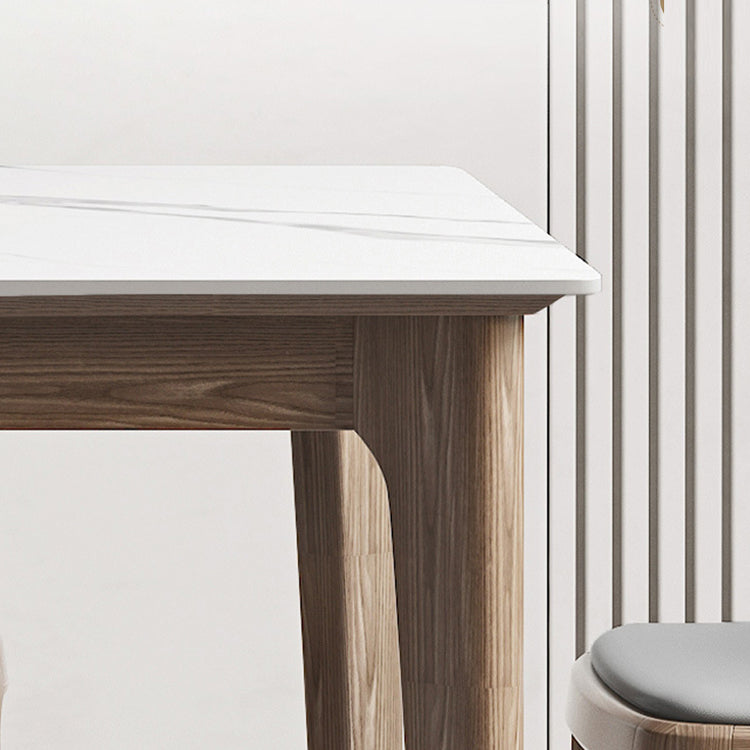 1/4/5/7 pcs en bois de noyer Ensemble de restauration moderne avec une table de table en pierre fritte