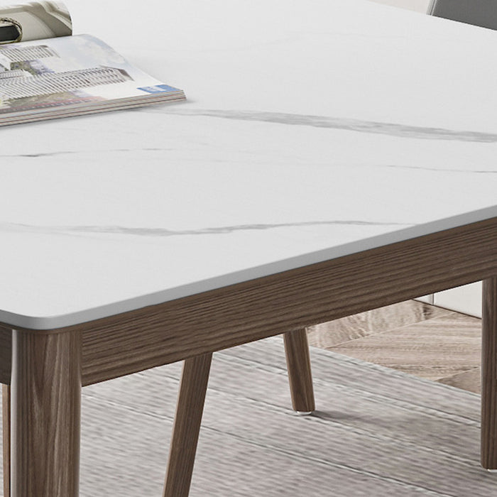 1/4/5/7 pcs en bois de noyer Ensemble de restauration moderne avec une table de table en pierre fritte