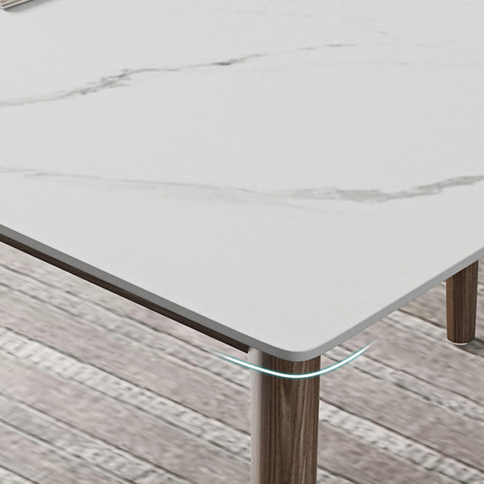 1/4/5/7 pcs en bois de noyer Ensemble de restauration moderne avec une table de table en pierre fritte