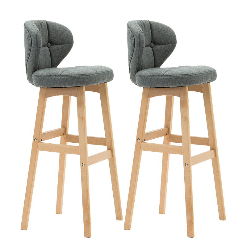 Taburete de bar de estilo escandinavo con respaldo bajo y patas de madera para restaurante y bar