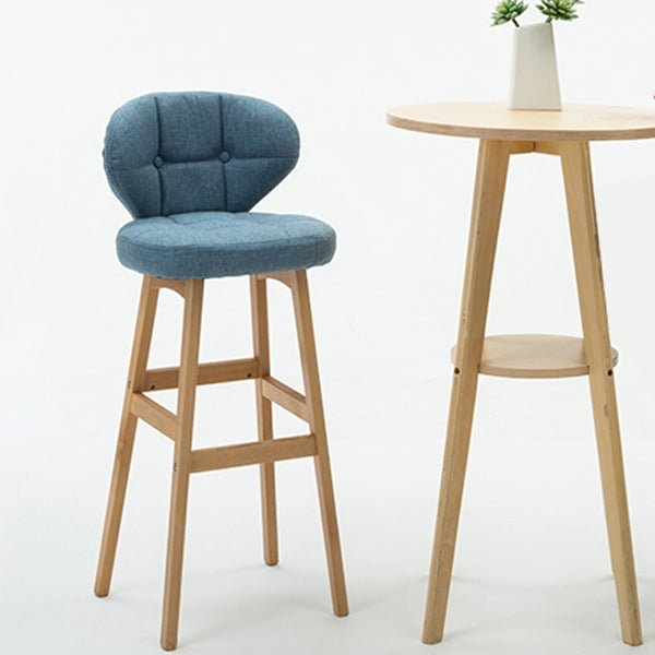 Taburete de bar de estilo escandinavo con respaldo bajo y patas de madera para restaurante y bar