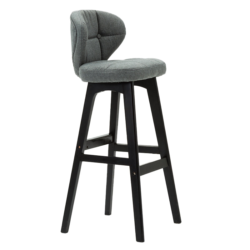 Taburete de bar de estilo escandinavo con respaldo bajo y patas de madera para restaurante y bar