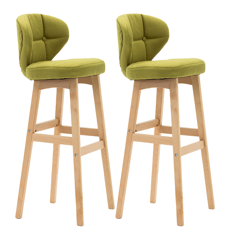 Taburete de bar de estilo escandinavo con respaldo bajo y patas de madera para restaurante y bar