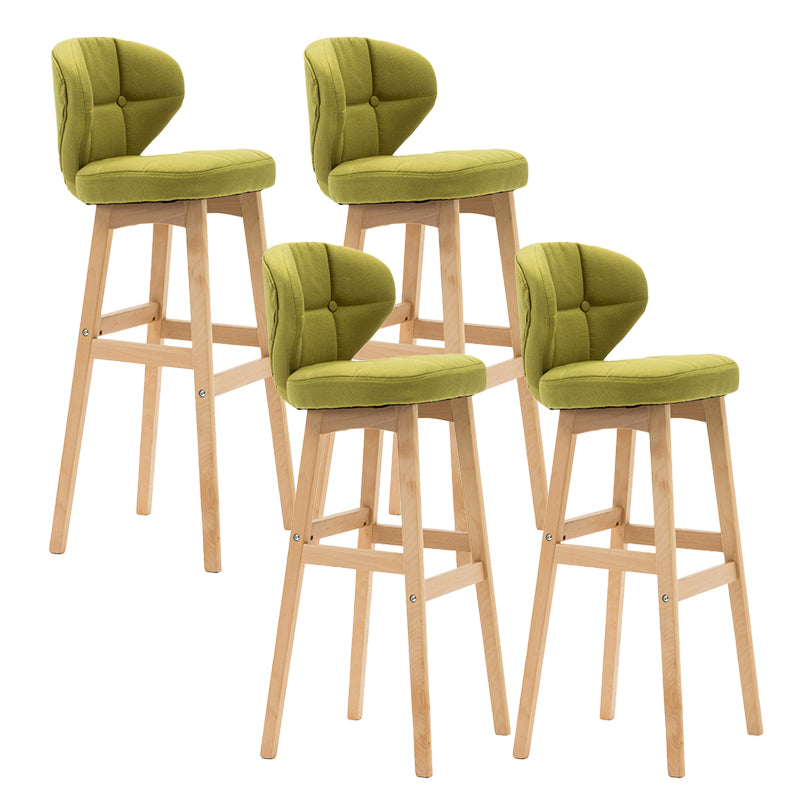 Taburete de bar de estilo escandinavo con respaldo bajo y patas de madera para restaurante y bar