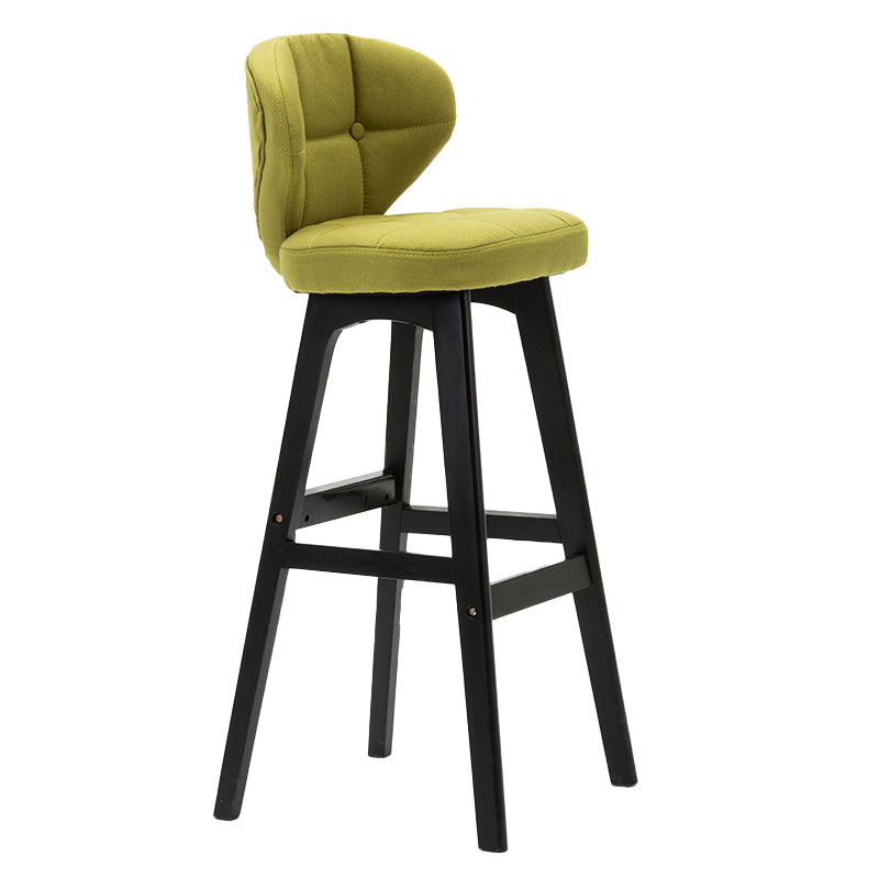 Taburete de bar de estilo escandinavo con respaldo bajo y patas de madera para restaurante y bar